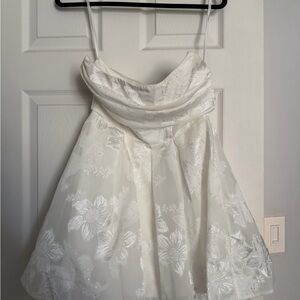 Hello Molly White Floral Satin Fit & Flare Dress